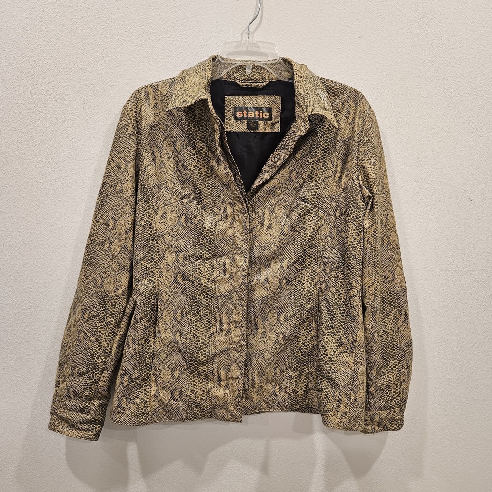 Vintage Static Tan Faux Snake Leather Western Blazer Jacket Women's Size M